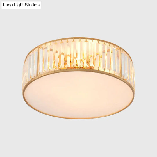 Modern Crystal Round Flush Mount Ceiling Light For Living Rooms