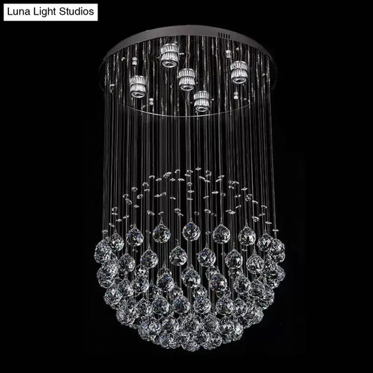 Modern Crystal Sphere Ceiling Lamp: 5-Light Stainless Steel Flush Mount Lighting