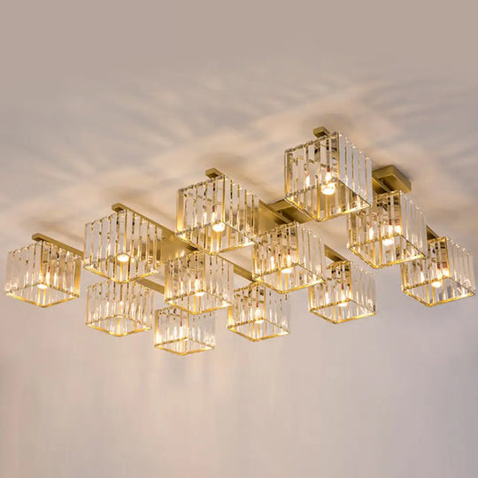 Modern Crystal Square Flush Ceiling Light For Artistic Living Room Decor 12 / Gold