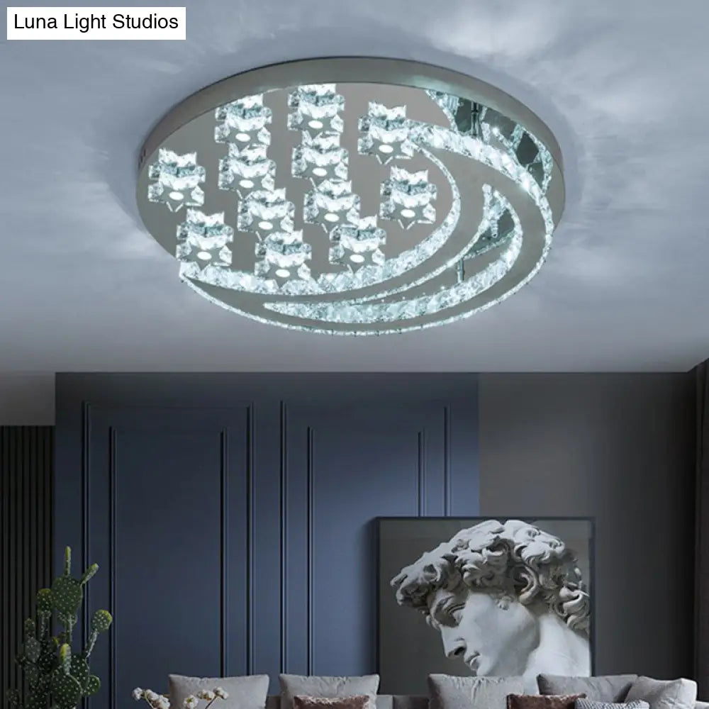 Modern Crystal Stainless Steel Semi Flush Mount Ceiling Light For Bedroom