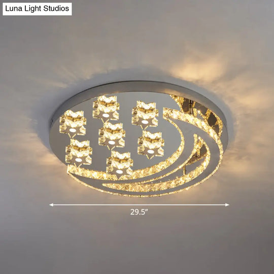Modern Crystal Stainless Steel Semi Flush Mount Ceiling Light For Bedroom Clear / 29.5