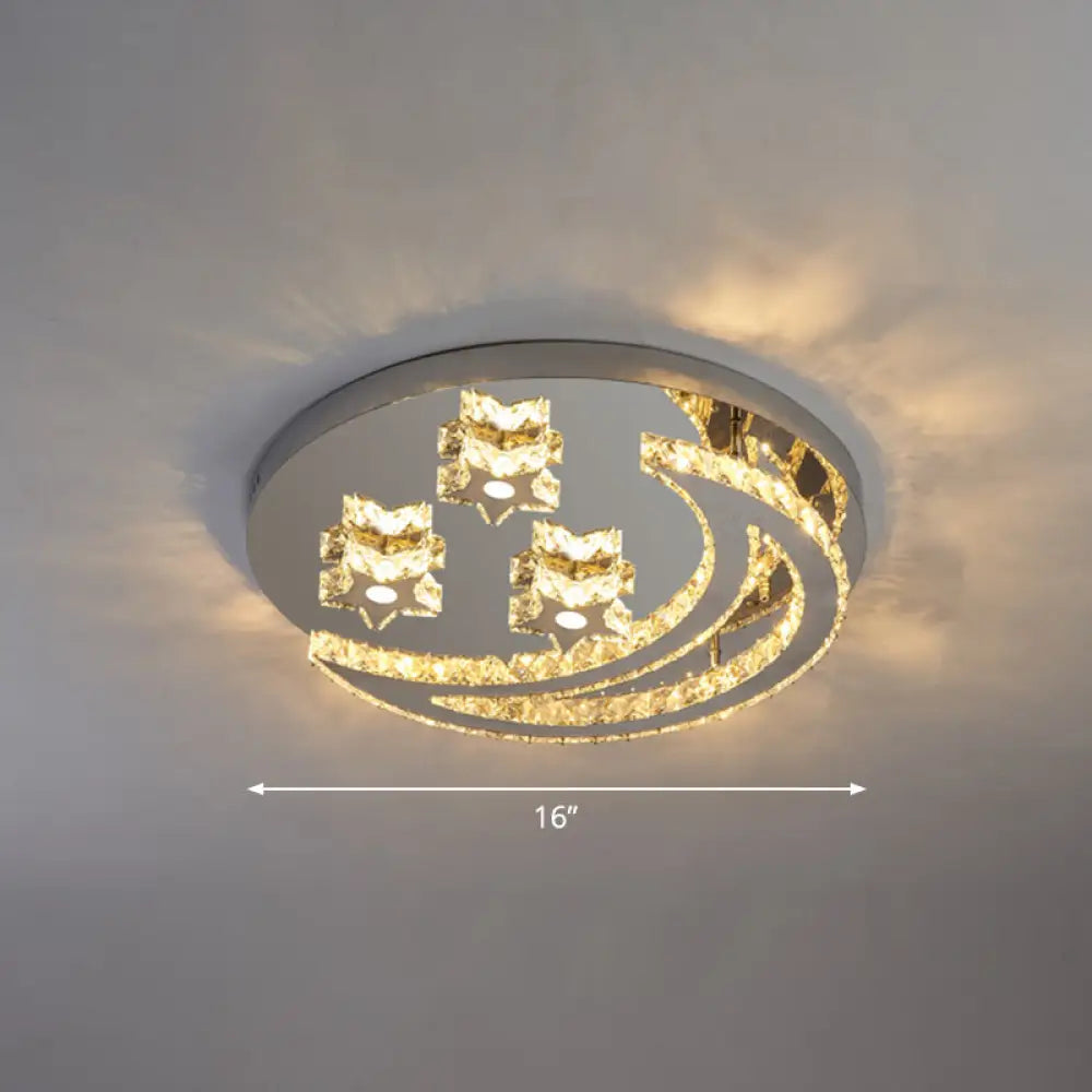 Modern Crystal Stainless Steel Semi Flush Mount Ceiling Light For Bedroom Clear / 16’