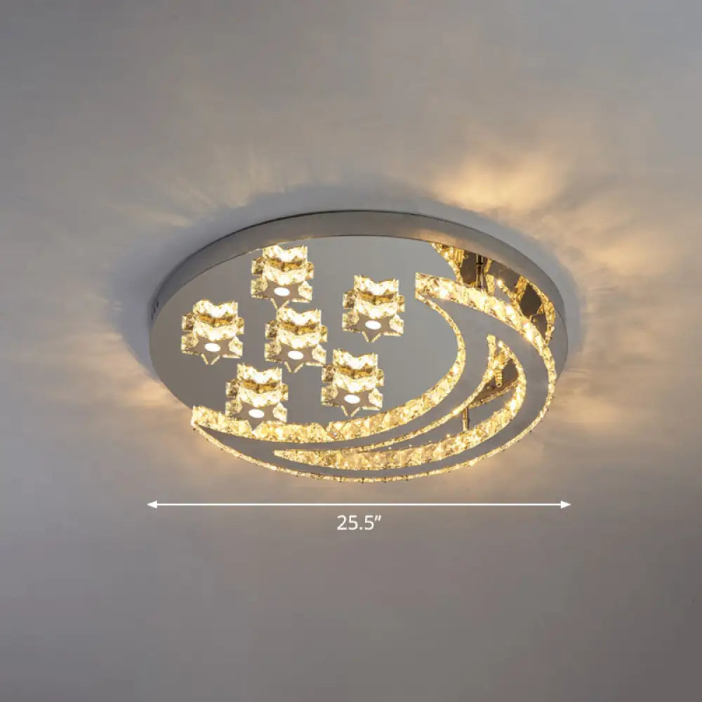 Modern Crystal Stainless Steel Semi Flush Mount Ceiling Light For Bedroom Clear / 25.5’