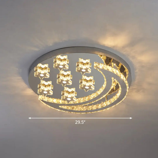 Modern Crystal Stainless Steel Semi Flush Mount Ceiling Light For Bedroom Clear / 29.5’