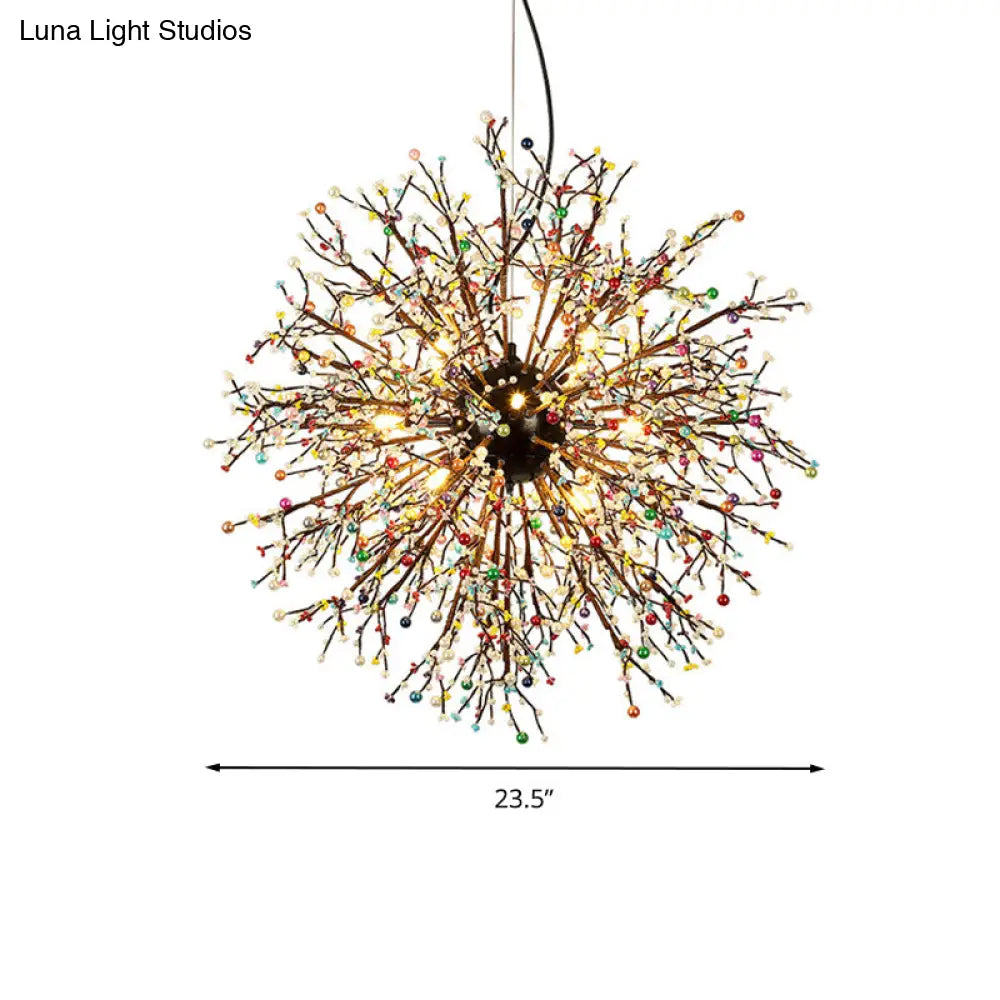 Modern Crystal Starburst Chandelier: 23.5’/31.5’ Wide 8/12 Lights White/Red And Green