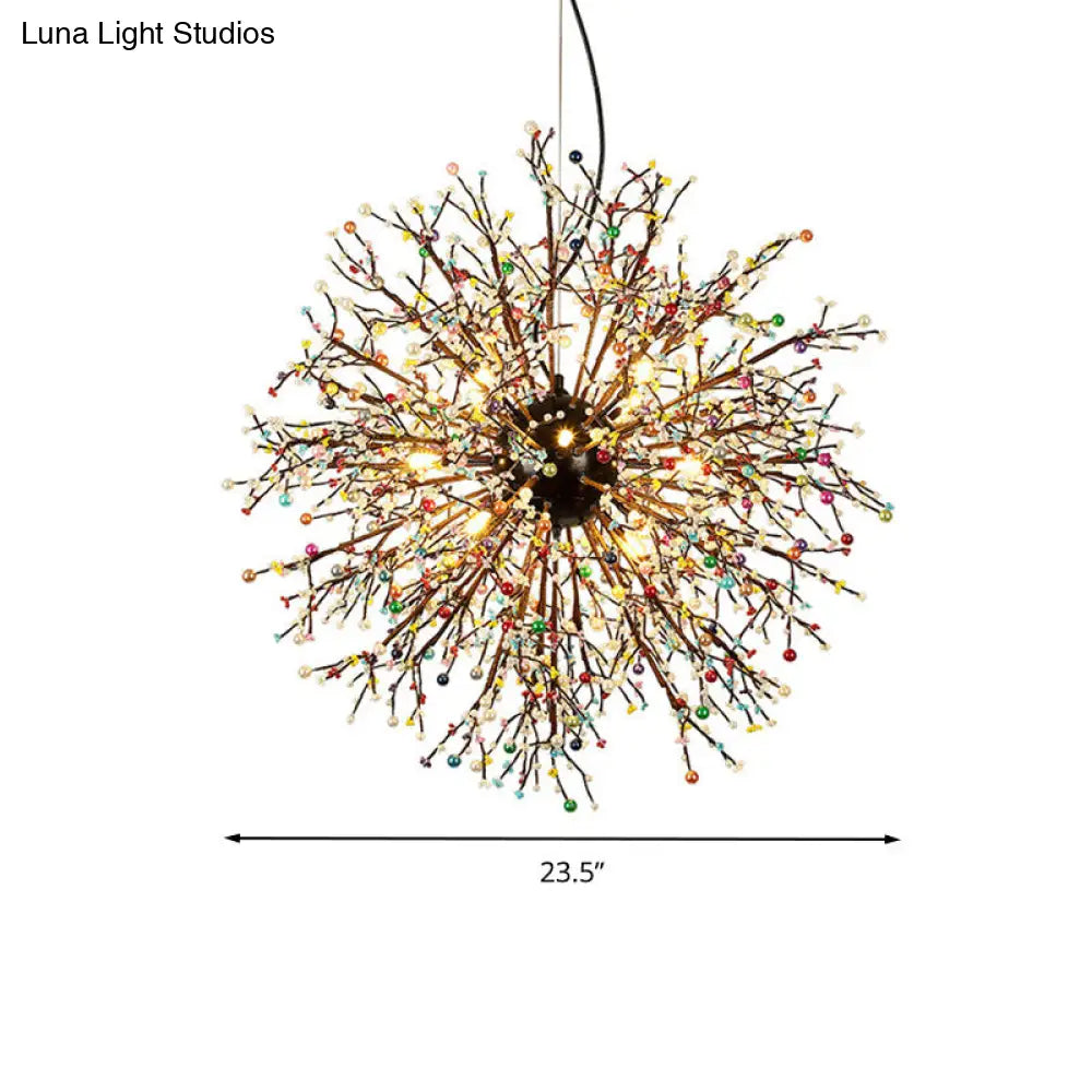 Modern Crystal Beaded Starburst Chandelier - 8/12 Lights White/Red & Green 23.5/31.5 Wide