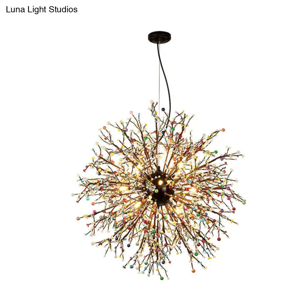 Modern Crystal Starburst Chandelier: 23.5’/31.5’ Wide 8/12 Lights White/Red And Green