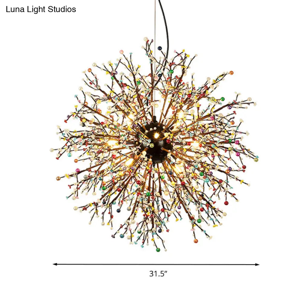 Modern Crystal Starburst Chandelier: 23.5’/31.5’ Wide 8/12 Lights White/Red And Green