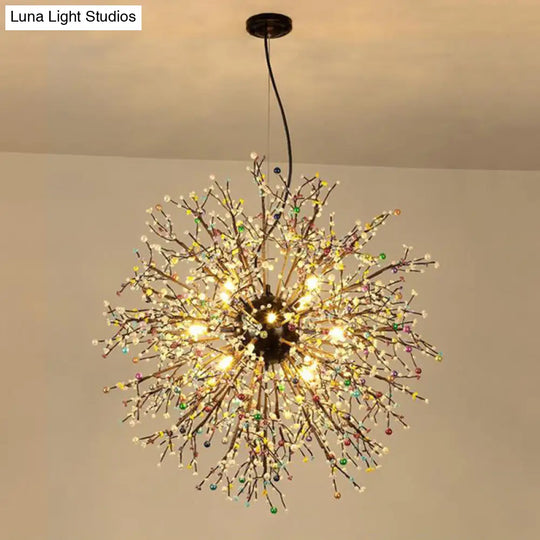 Modern Crystal Beaded Starburst Chandelier - 8/12 Lights White/Red & Green 23.5/31.5 Wide