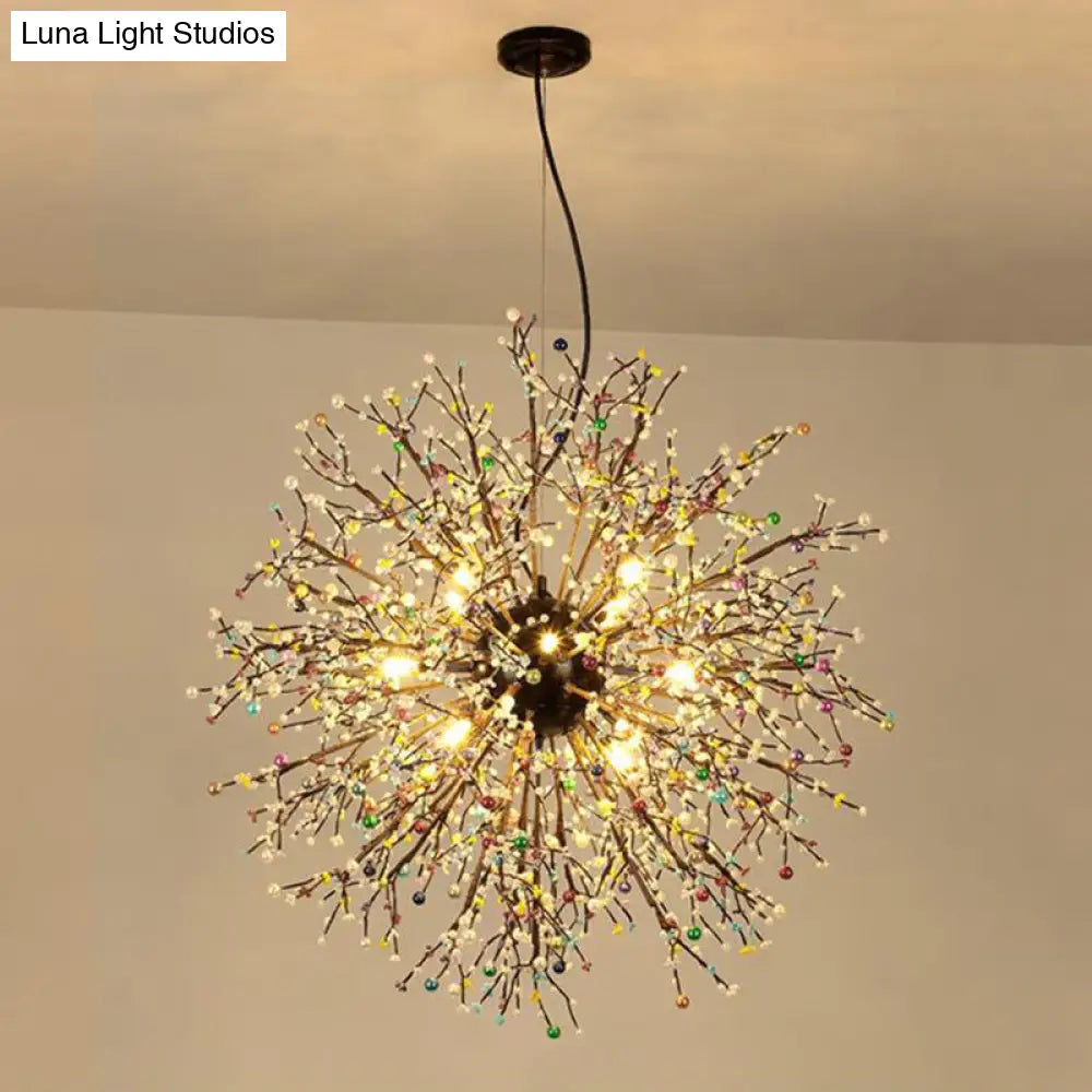 Modern Crystal Starburst Chandelier: 23.5’/31.5’ Wide 8/12 Lights White/Red And Green