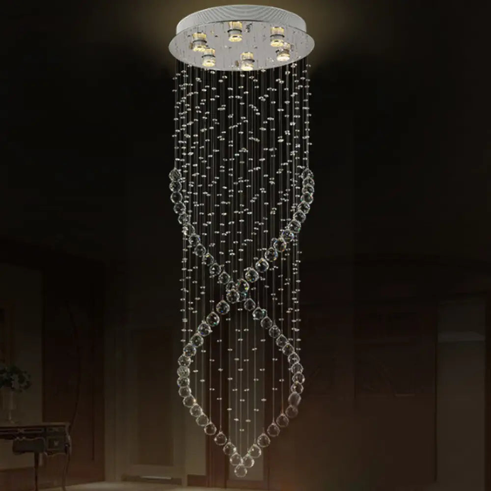 Modern Crystal Swirl Led Chandelier With 6 Lights And Silver Finish