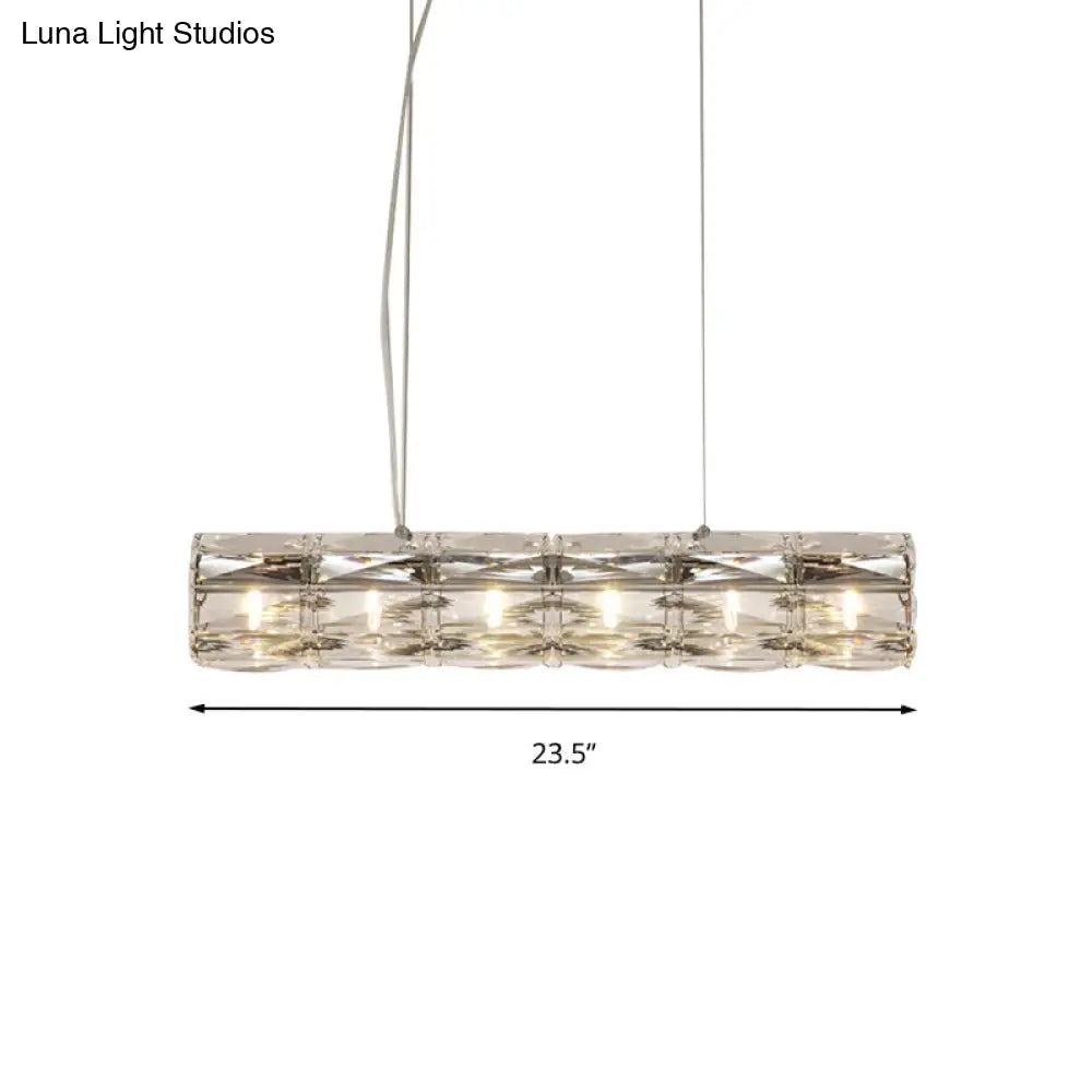 Modern Crystal Tube Island Light With 6/8 Bulb Suspension - Clear And Stylish