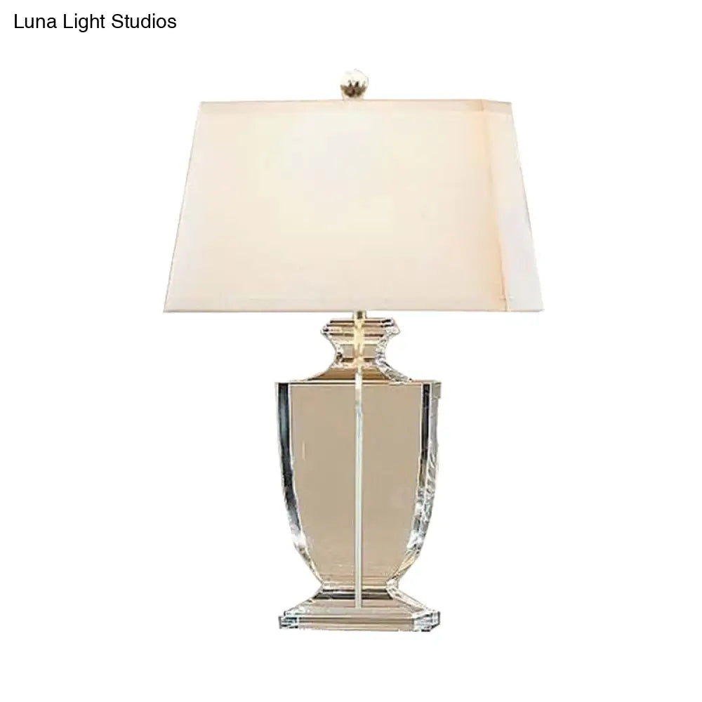 Modern Crystal Urn Table Lamp - Hand-Cut 1 Head White