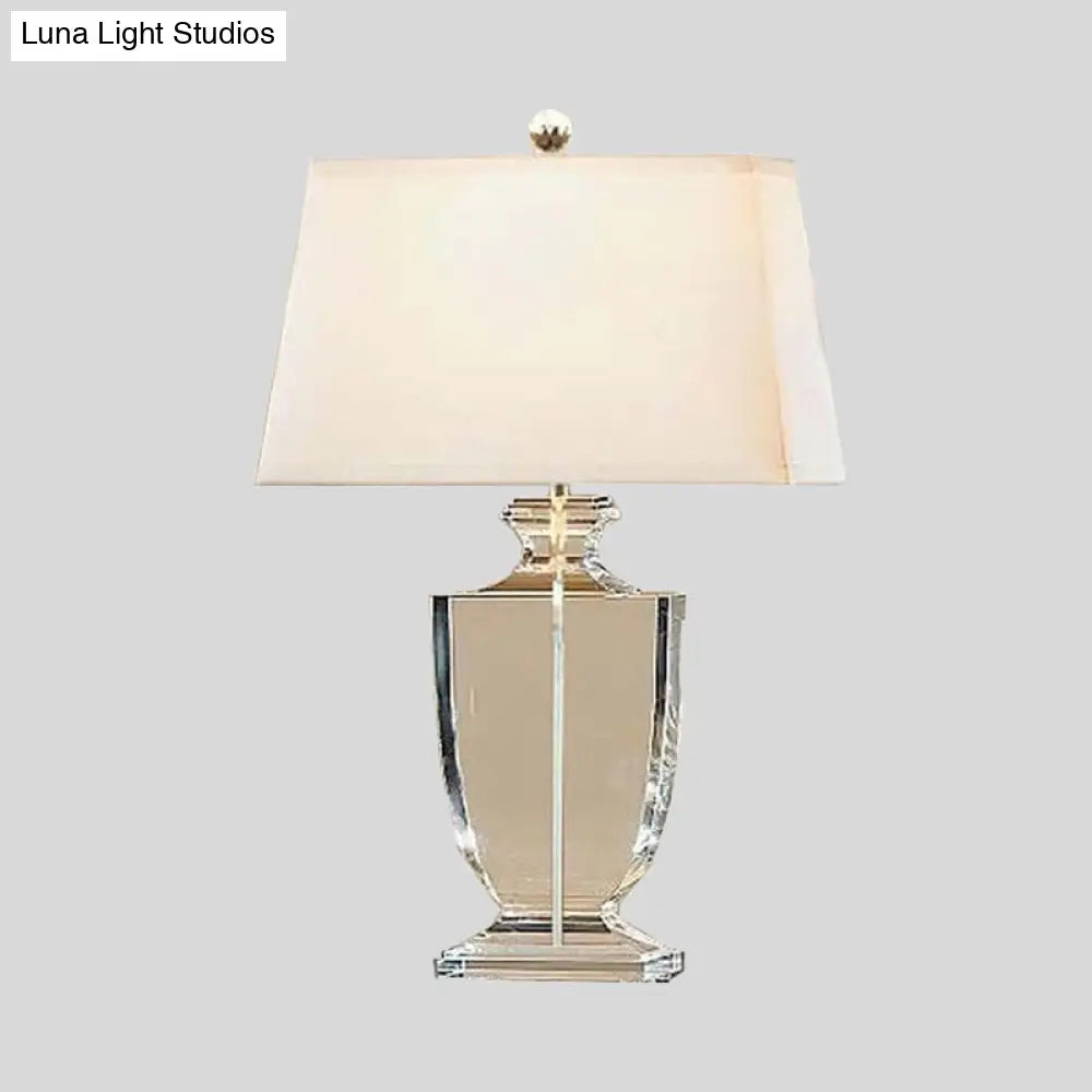 Modern Crystal Urn Table Lamp - Hand-Cut 1 Head White