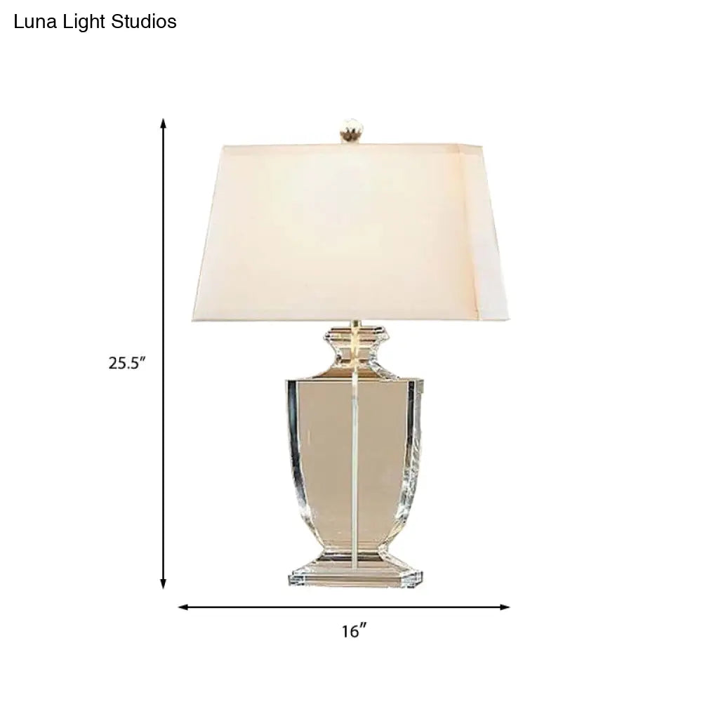 Modern Crystal Urn Table Lamp - Hand-Cut 1 Head White