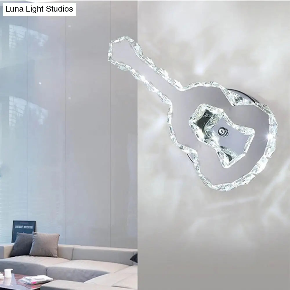 Modern Crystal Wall Light: Guitar Shaped Stainless Steel Lamp For Cafe Decor