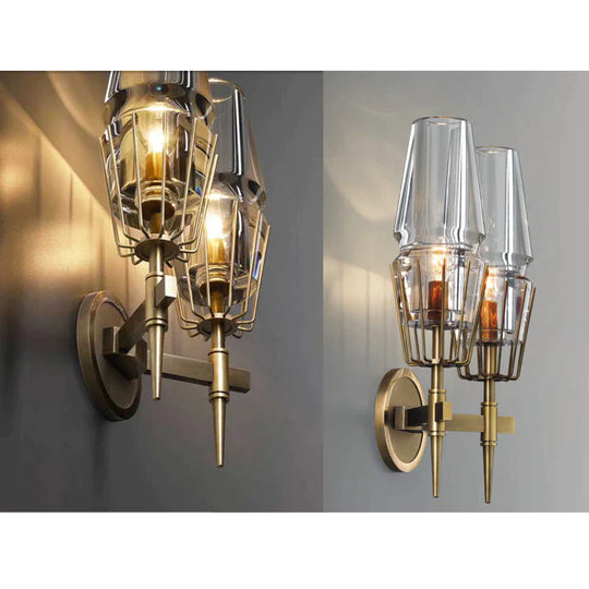 Modern Crystal Wall Lights Personality Villa Hotel Copper Lamps