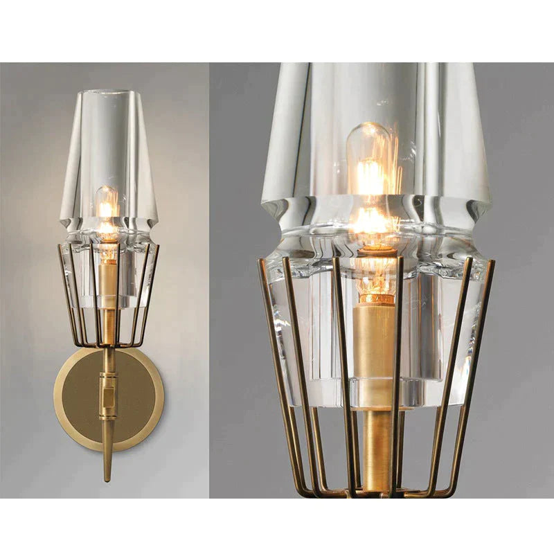 Modern Crystal Wall Lights Personality Villa Hotel Copper Lamps