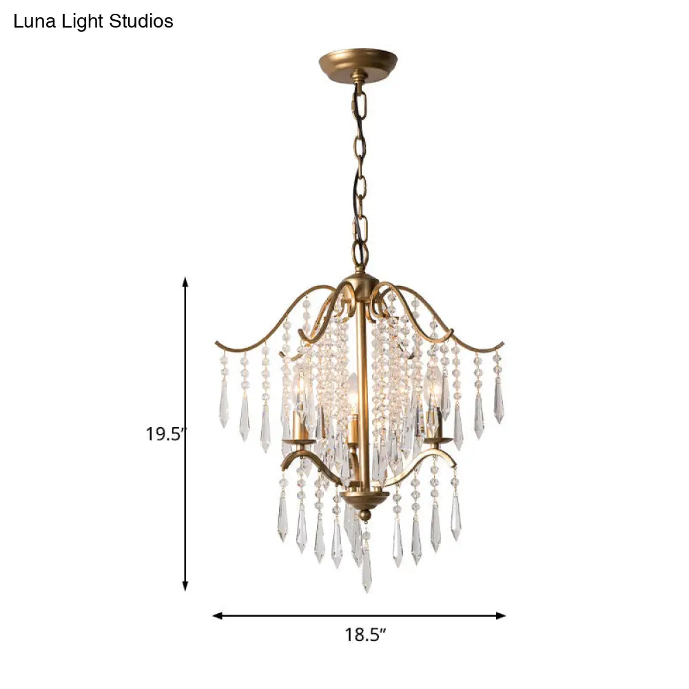 Modern Waterfall Crystal Chandelier With Brass Finish - 3/4 Bulbs 18.5/22.5 Wide