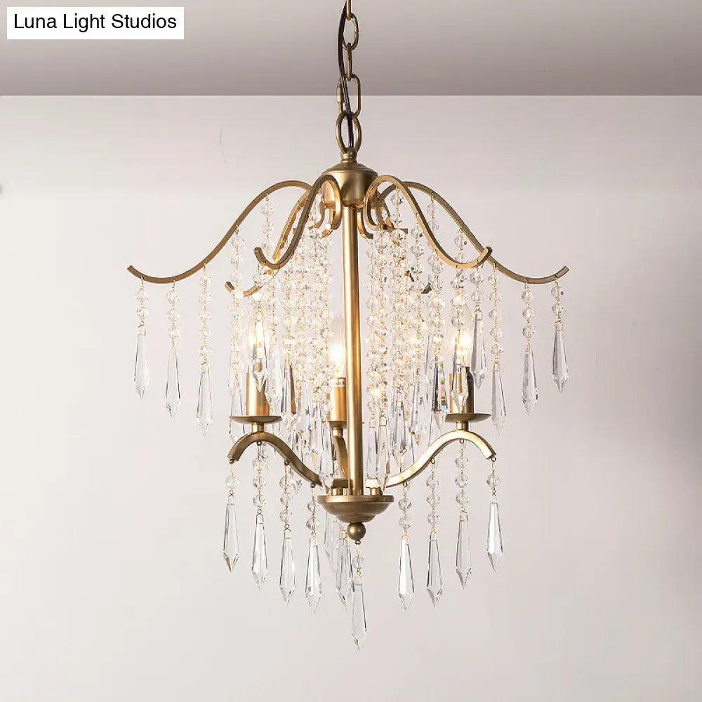 Modern Waterfall Crystal Chandelier With Brass Finish - 3/4 Bulbs 18.5/22.5 Wide