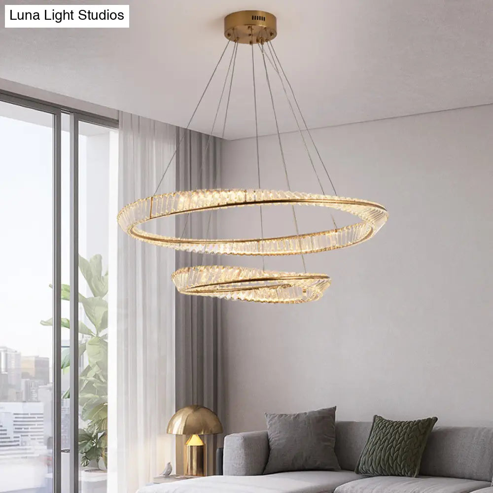 Modern Crystal Wave Chandelier Pendant For Living Room Ceiling