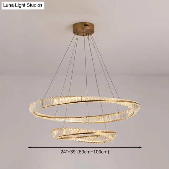 Modern Crystal Wave Chandelier Pendant For Living Room Ceiling