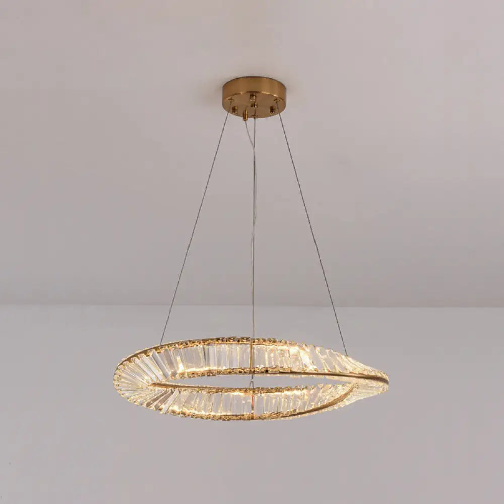 Modern Crystal Wave Chandelier Pendant For Living Room Ceiling Gold / 23.5 Natural