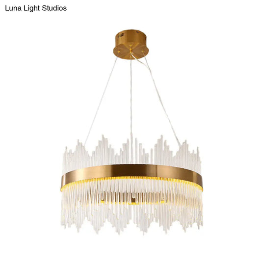 Crystal Wavy Icicle Chandelier Lamp - Adjustable 19.5/23.5 Led Gold Ceiling Light Fixture