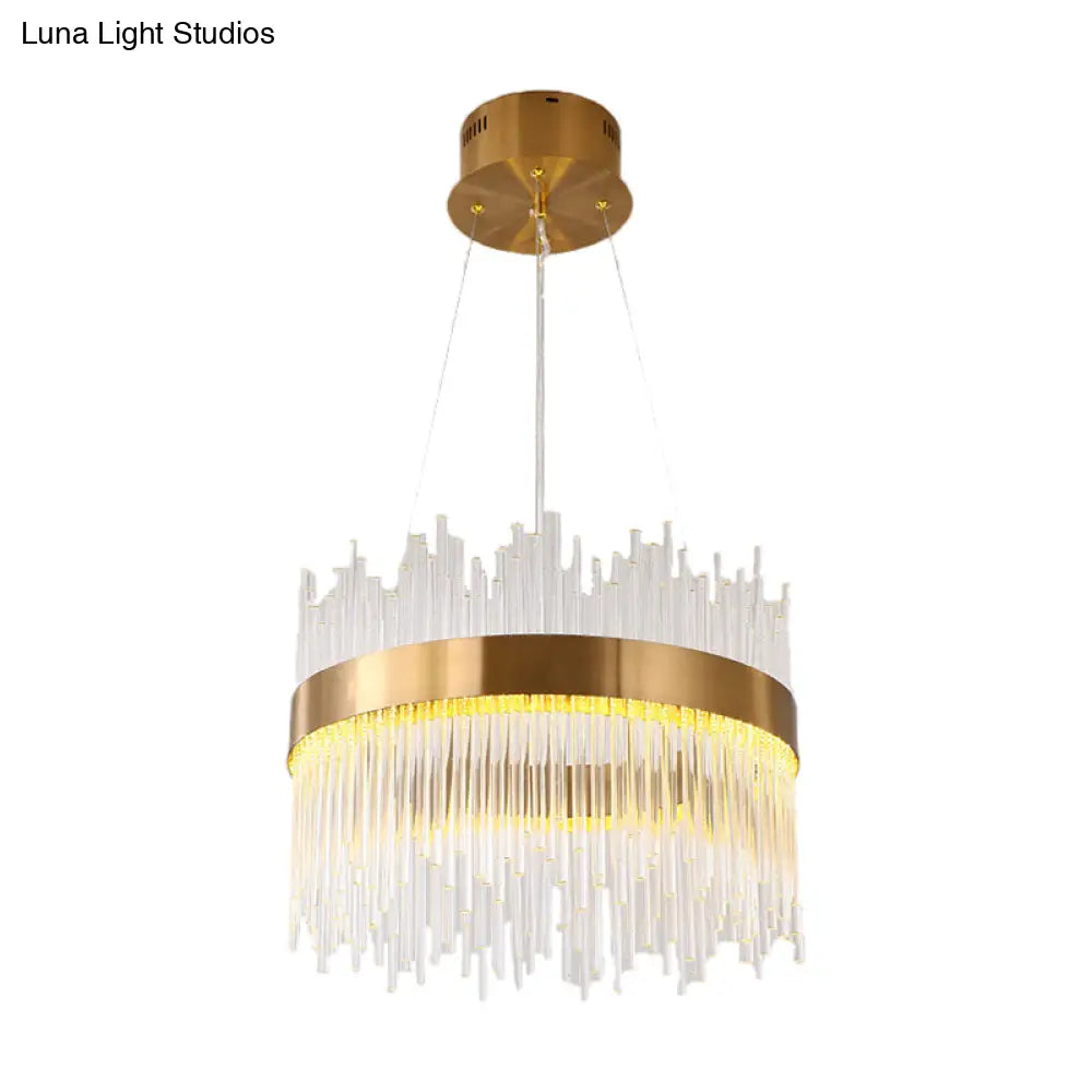 Modern Crystal Wavy Icicle Chandelier Lamp - Adjustable Length Led Gold Ceiling Light Fixture