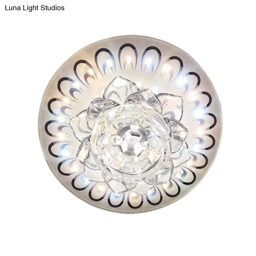 Modern Crystal White Flower Led Ceiling Light - Warm/White Flushmount