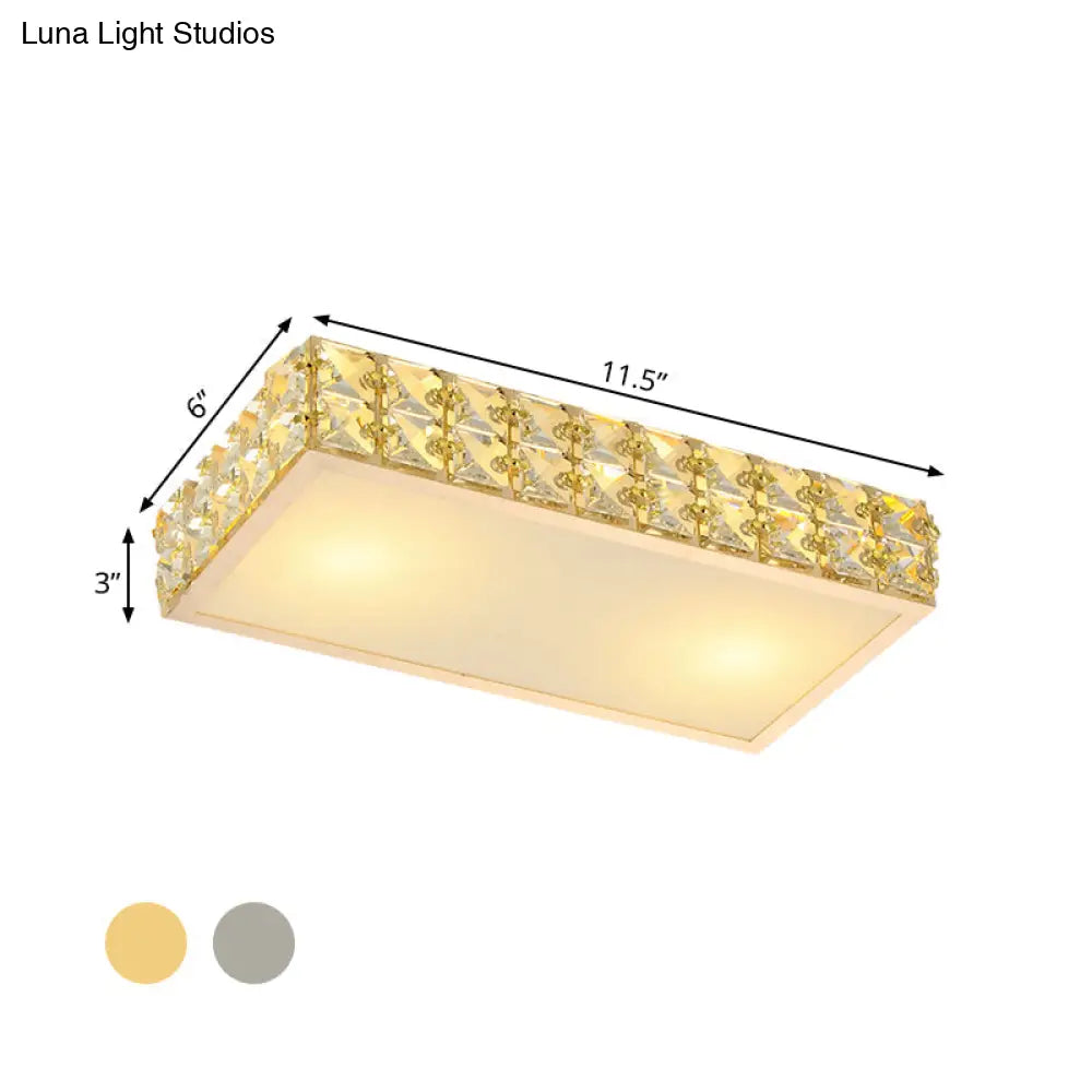 Modern Crystal White/Gold Led Flush Ceiling Light For Corridors - Simplicity Style