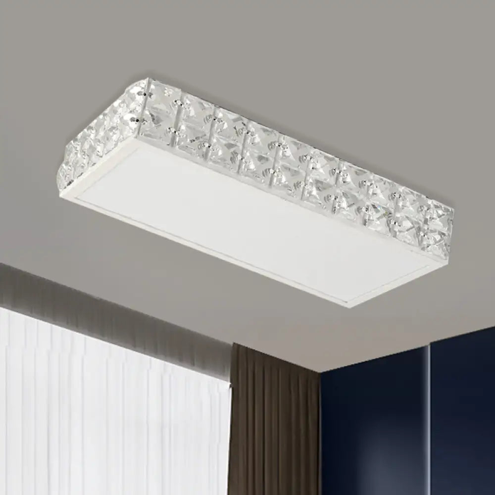 Modern Crystal White/Gold Led Flush Ceiling Light For Corridors - Simplicity Style White