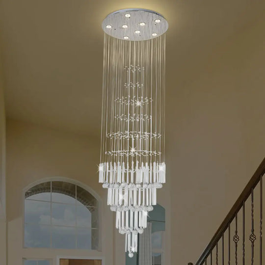 Modern Crystal White Pendant Light With Led Cluster Orbs And Rods - 8-Light Hanging Ceiling Lamp