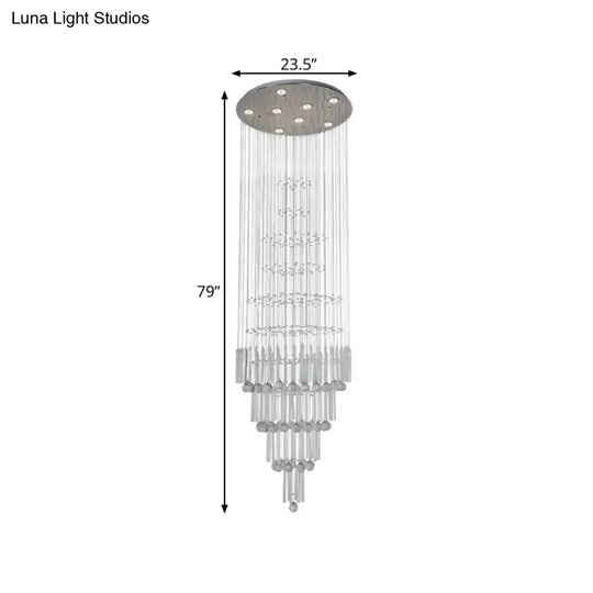 Modern Crystal White Pendant Light With Led Cluster Orbs And Rods - 8-Light Hanging Ceiling Lamp