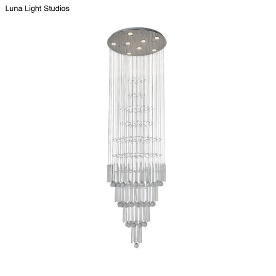 Modern Led Crystal White Cluster Pendant Light With 8-Light Orbs And Rods