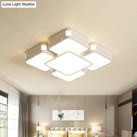 Modern Cube Flush Mount Lamp - 22’/38’/47’ Acrylic Led Ceiling Light In Black/White