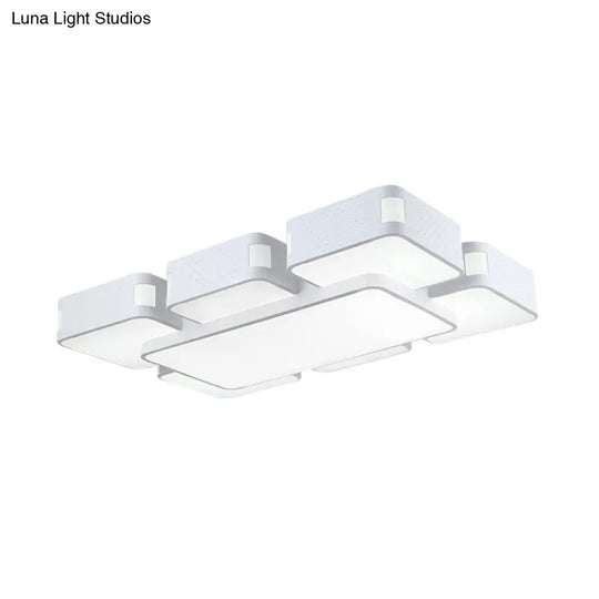 Modern Cube Flush Mount Lamp - 22/38/47 Acrylic Led Ceiling Light In Black/White