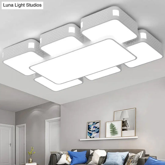 Modern Cube Flush Mount Lamp - 22/38/47 Acrylic Led Ceiling Light In Black/White White / 38 Warm