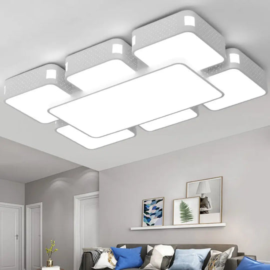 Modern Cube Flush Mount Lamp - 22’/38’/47’ Acrylic Led Ceiling Light In Black/White White / 38’ Warm