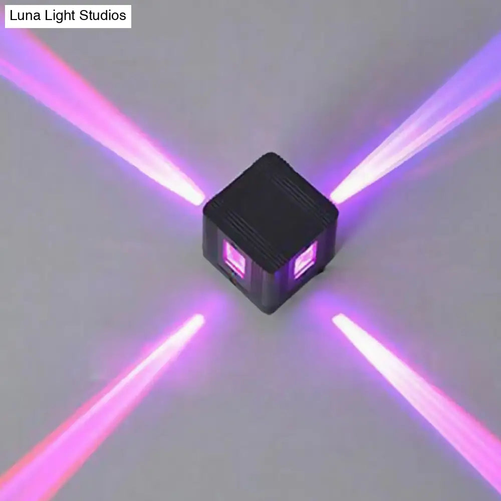 Modern Cubic Led Wall Lamp In Black With Colorful Light Options & Aluminum Finish