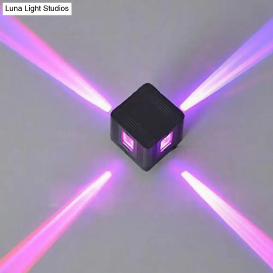 Modern Cubic Led Wall Lamp In Black With Colorful Light Options & Aluminum Finish