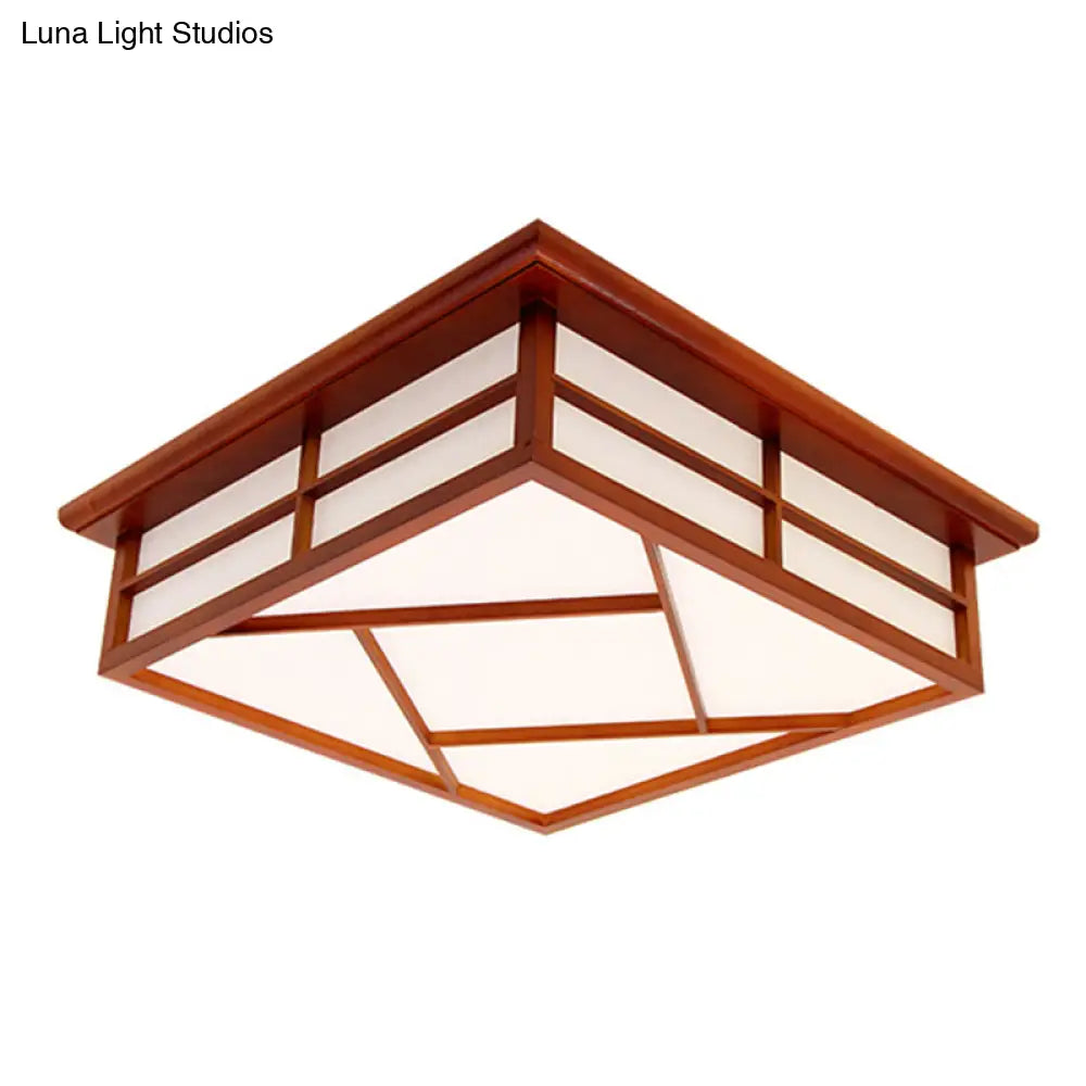 Modern Cubic Paper Ceiling Mount Light For Hallway Red Brown / 14 Warm