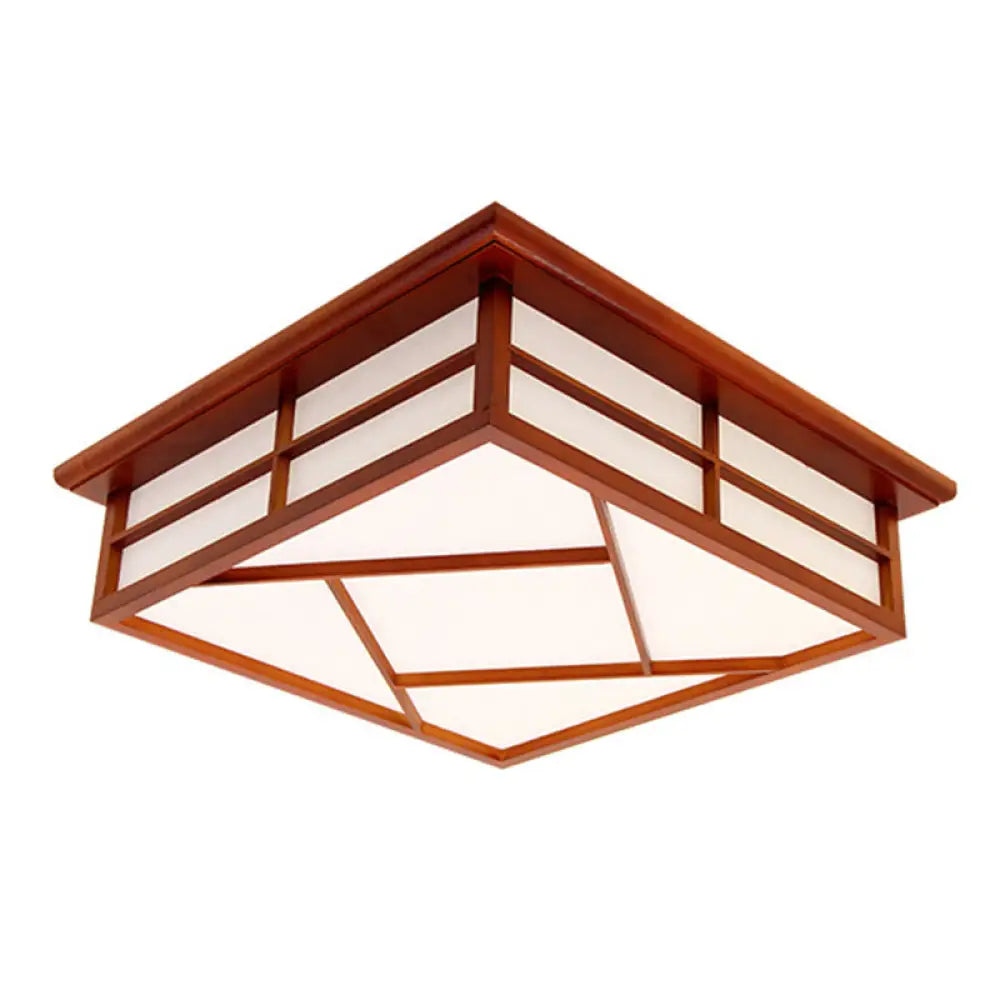 Modern Cubic Paper Ceiling Mount Light For Hallway Red Brown / 14’ Warm