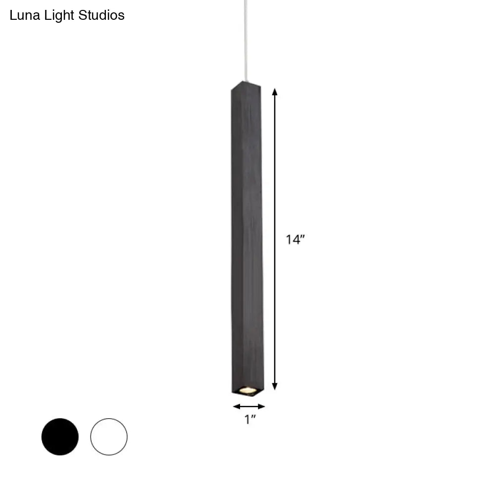 Modern Cuboid Metal Ceiling Light - Black/White Single Head Led Pendant Fixtures For Living Room