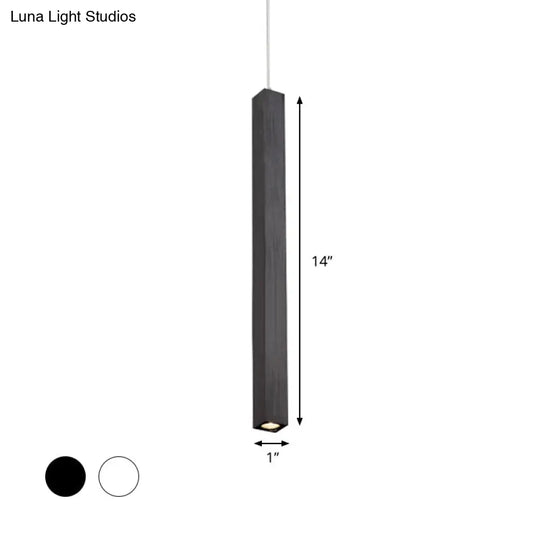 Modern Cuboid Metal Ceiling Light - Black/White Single Head Led Pendant Fixtures For Living Room