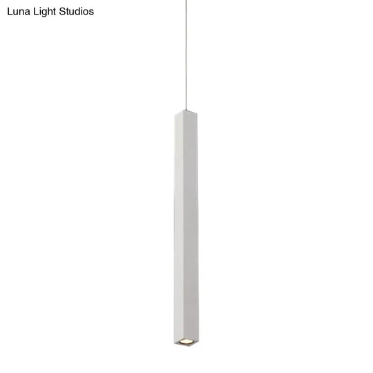 Modern Cuboid Metal Ceiling Light - Black/White Single Head Led Pendant Fixtures For Living Room