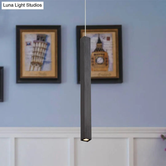 Modern Cuboid Metal Ceiling Light - Black/White Single Head Led Pendant Fixtures For Living Room