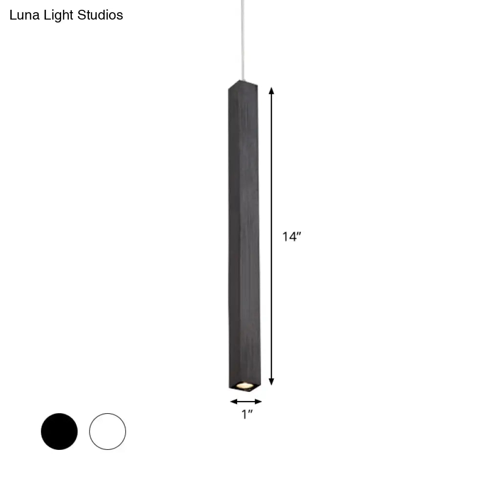 Modern Cuboid Ceiling Light - Single Head Metal Pendant Fixture For Living Room Black/White Led