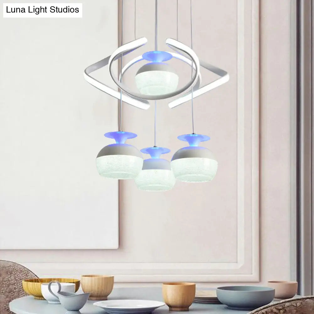 Modern Cup Shape Pendant: Acrylic 4-Head Led Suspension Light For Dining Room White With Twisted