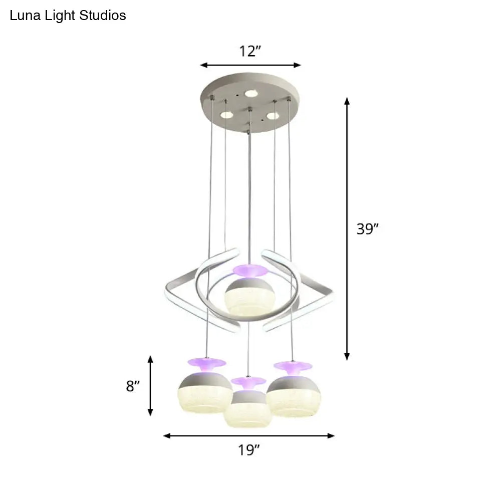 Modern Acrylic Pendant Light With 4 Head Cup Shape Led Suspension For Dining Room In White